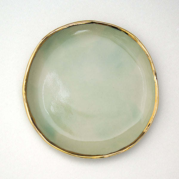 Citi Rustique Plates — Mint Green + 24k Gold Rim littleWolf Ceramics